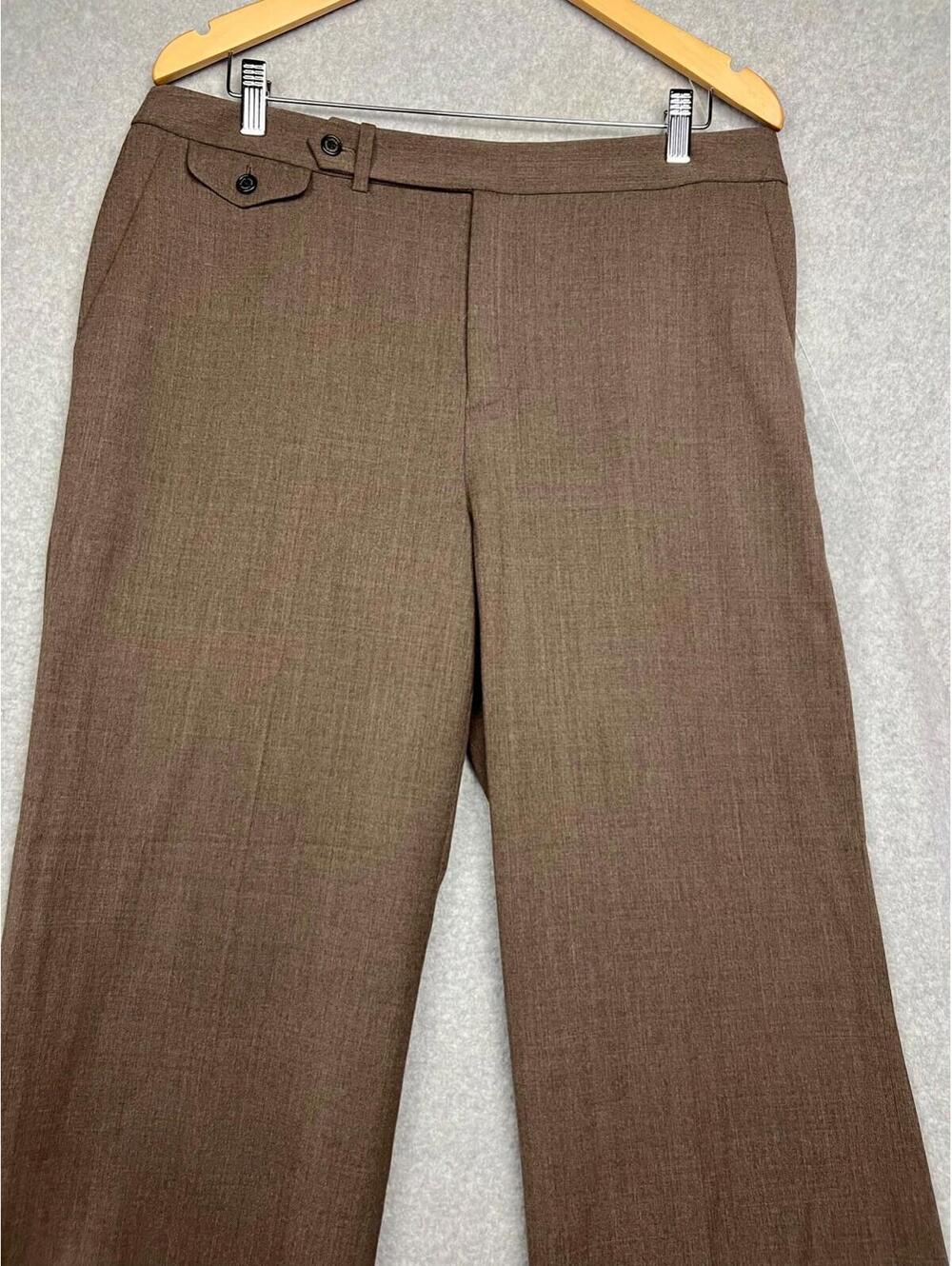 Lauren Ralph Lauren Wool Slacks Pants Womens 14 Office Casual Work Simple Brown - Picture 2 of 11